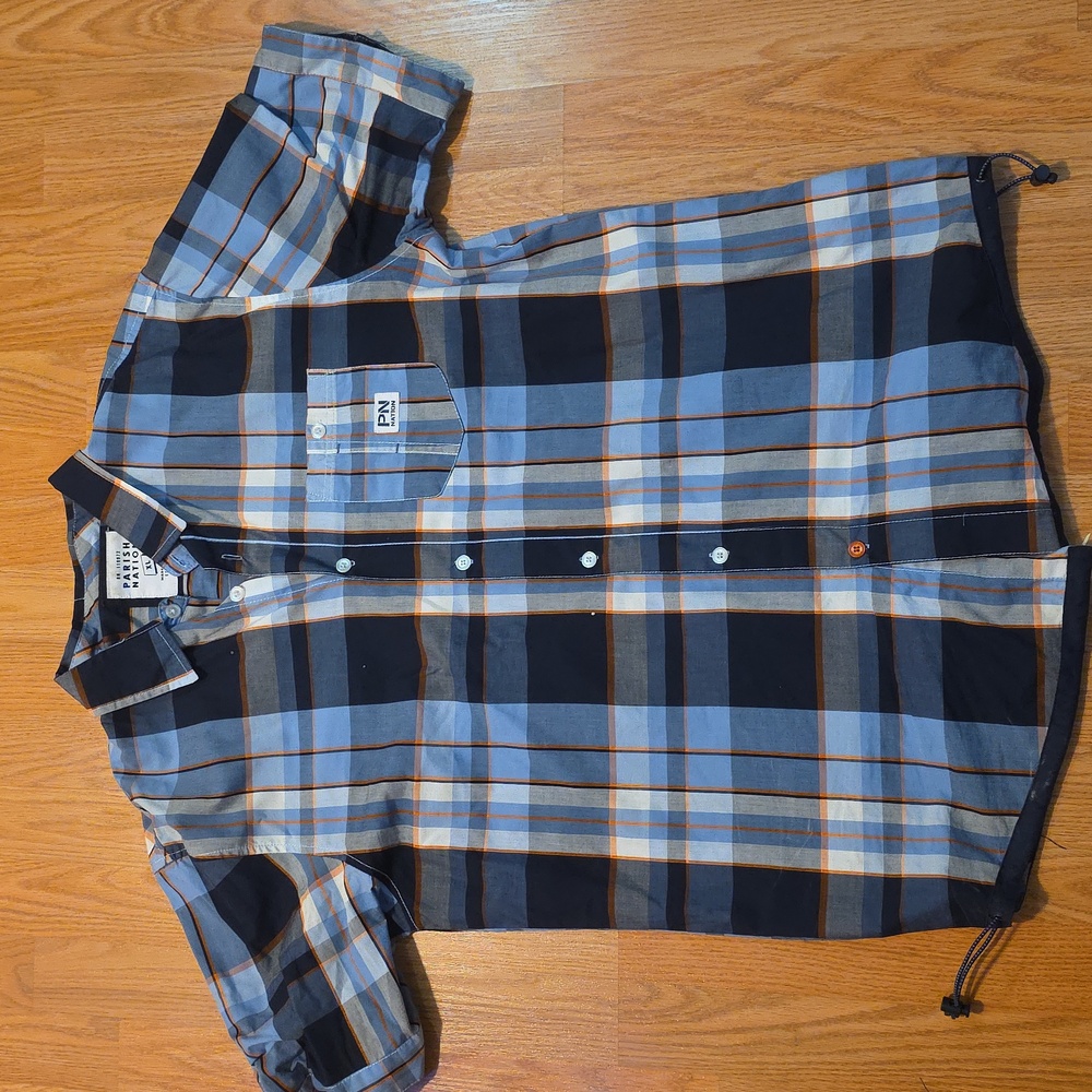 PN Navy and Light Blue Plaid Casual Shirt